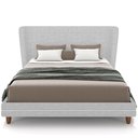 Ver imagem 1 de Cabeceira King Nilo 195cm com Cama Pés Madeira Suném P05 Linho Cinza Claro Bouclê Cru - Lyam Decor
