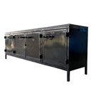 Ver imagem 1 de Rack Industrial com 4 Portas de Ferro e Revestimento de Madeira - Cor Preta