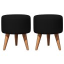 Ver imagem 1 de Kit 2 Puff Redondo Linho Sala Quarto Banqueta Pés Polipropileno - Preto