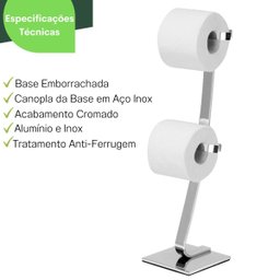 Porta Papel Higiênico de Chão com Reserva Cromado Fs - 3