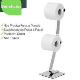 Porta Papel Higiênico de Chão com Reserva Cromado Fs - 4