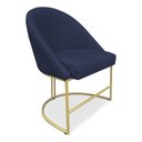 Ver imagem 5 de Kit 02 Cadeiras Poltrona de Jantar Bela Suede Base Metálica Industrial Dourado Azul Marinho