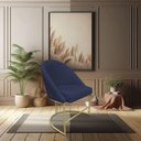 Ver imagem 6 de Kit 02 Cadeiras Poltrona de Jantar Bela Suede Base Metálica Industrial Dourado Azul Marinho