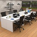 Ver imagem 5 de Estação de Trabalho 6 Lugares Plataforma Mesa de Escritório 140x60cm - Branco