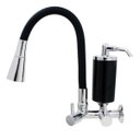 Ver imagem 1 de Torneira de Cozinha Preto Gourmet Parede Inox com Filtro Preto Flexível bico Arejador Duplo Jato