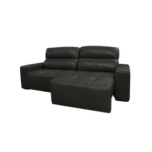 Sofá Retrátil e Reclinável de Couro Atami 2,30 M Graphite - Mempra Design