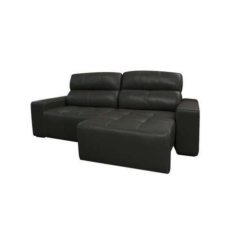 Sofá Retrátil e Reclinável de Couro Atami 2,30 M Graphite - Mempra Design