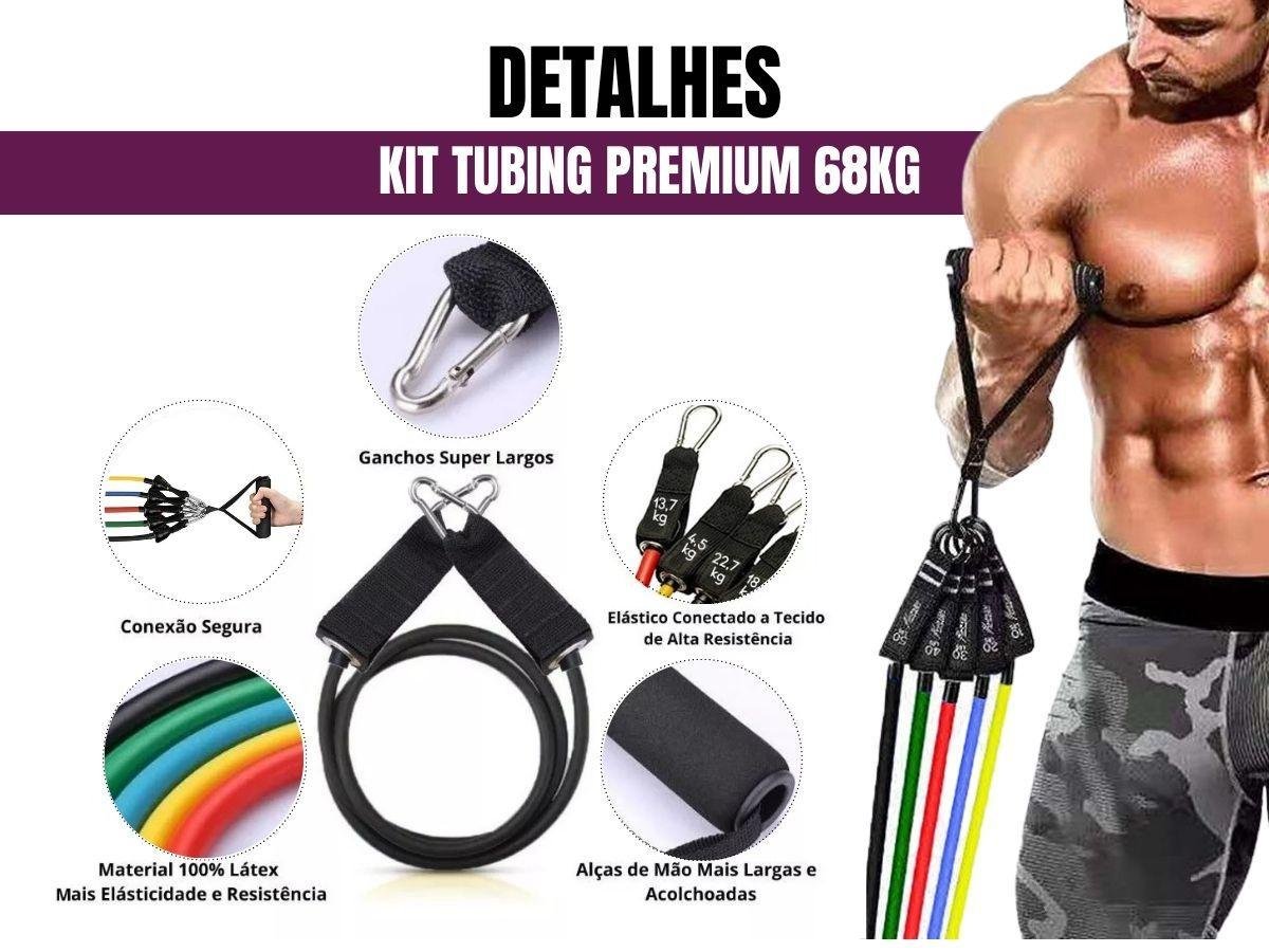 Kit Elástico Extensor Tubing Premium Bravus Sport - 5