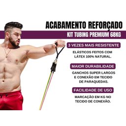 Kit Elástico Extensor Tubing Premium Bravus Sport - 4