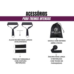 Kit Elástico Extensor Tubing Premium Bravus Sport - 3