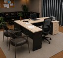 Ver imagem 2 de Conjunto Mesa Pedestal em L com Cadeira de Escritório Ergonômica