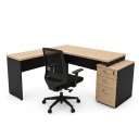 Ver imagem 6 de Conjunto Mesa Pedestal em L com Cadeira de Escritório Ergonômica