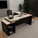 Ver imagem 3 de Conjunto Mesa Pedestal em L com Cadeira de Escritório Ergonômica