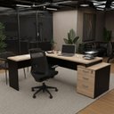 Ver imagem 1 de Conjunto Mesa Pedestal em L com Cadeira de Escritório Ergonômica