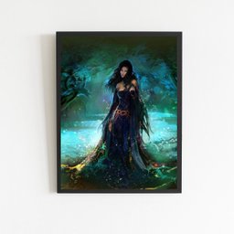 Quadro Pombagira Menina Do Mar 24x18cm - com vidro:Madeira branca - 2