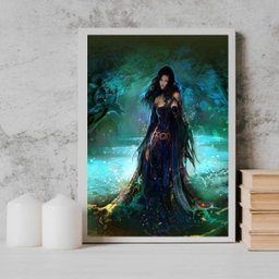 Quadro Pombagira Menina Do Mar 24x18cm - com vidro:Madeira branca - 1