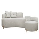 Ver imagem 1 de Sofá Orgânico 2 Lugares + 1 Poltrona Grécia Linho Bouclê e Pés em Metal Bege Sofa Store