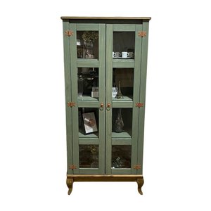 Cristaleira de Madeira com Vidro Nas Laterais de 2 Portas:verde