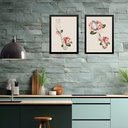 Ver imagem 1 de Kit 2 Quadros Cozinha Vintage- Flores 33x24cm:moldura Preta