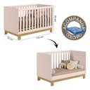 Ver imagem 2 de Quarto de Bebê Qencanto Slim com Cômoda 4355 e Berço 4315 Qmovi Rosa Acetinado + Colchão Ortobom