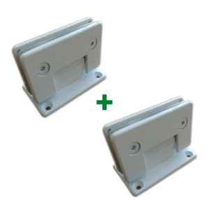 1012 - 2 Dobradiças Central para União Vidro Alvenaria para Porta Blindex - Branco