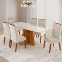 Ver imagem 1 de Mesa de Jantar 6 Lugares Fill com Vidro Mel/off White/pastel - Viero Móveis