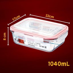 Vasilha de Vidro Hermético Marmita com Tampa 1040ml Mantimentos para Microondas Freezer Congelador - 4