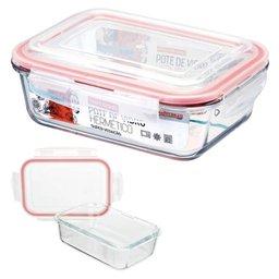 Vasilha de Vidro Hermético Marmita com Tampa 1040ml Mantimentos para Microondas Freezer Congelador - 1