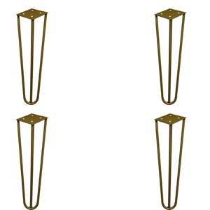 Kit 4 Pés de Metal 25 CM Hairpin Legs Rack e Puffs Dourado
