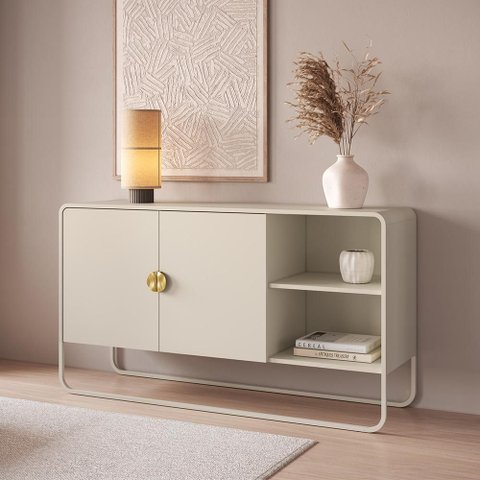 Aparador Buffet para Sala de Jantar 2 Portas Industrial 135cm Alek A03 Off White - Lyam Decor