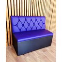 Ver imagem 2 de Poltrona Sofá Booth 1,10 Acento e Encosto Roxo Base Preta Capitone a Mao 234