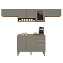 Ver imagem 2 de Cozinha Compacta Modulada 4 Peças 8 Portas 2 Gavetas Bella Cinza/Jequitibá/Granizo