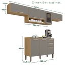 Ver imagem 3 de Cozinha Compacta Modulada 4 Peças 8 Portas 2 Gavetas Bella Cinza/Jequitibá/Granizo