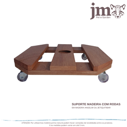 Suporte para Vaso com Rodas Cristal em Madeira 25cm - 3