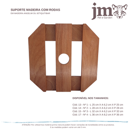 Suporte para Vaso com Rodas Cristal em Madeira 25cm - 5