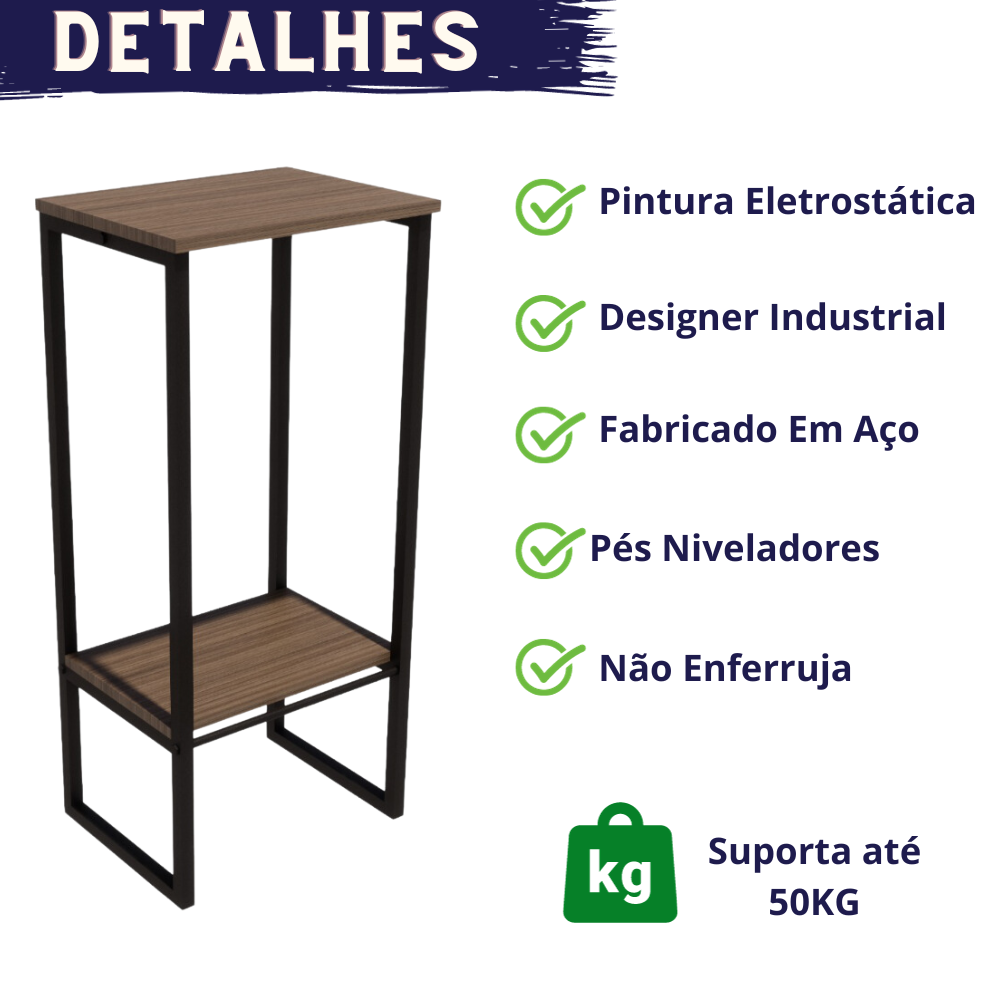 Suporte Bebedouro Galão Água Tampo de Mdf Metalon Reforçado Preto Estilo Industrial Cozinha Escritór - 4