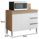 Ver imagem 4 de Balcão de Cozinha Andréia com Tampo 100 Cm Amêndoa Branco - Ajl