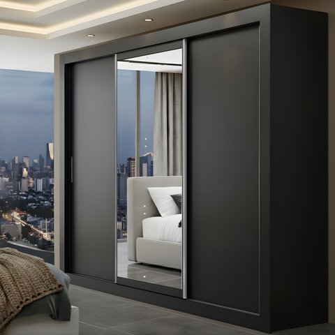 Guarda-Roupa Casal com Espelho 3 Portas 4 Gavetas 185,5cm Viena Yescasa