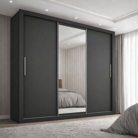 Guarda-Roupa Casal com Espelho 3 Portas 4 Gavetas 185,5cm Viena Yescasa