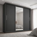 Ver imagem 1 de Guarda-Roupa Casal com Espelho 3 Portas 4 Gavetas 185,5cm Viena Yescasa Preto