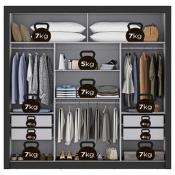 Guarda-Roupa Casal com Espelho 3 Portas 4 Gavetas 185,5cm Viena Yescasa - 5