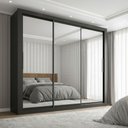 Ver imagem 1 de Guarda-Roupa Casal 3 Portas com Espelho e 4 Gavetas 185,5cm Viena Yescasa Preto