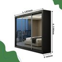 Ver imagem 3 de Guarda-Roupa Casal 3 Portas com Espelho e 4 Gavetas 185,5cm Viena Yescasa Preto