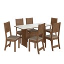 Ver imagem 2 de Conjunto Sala de Jantar Fidelitá Atenas 150cm com 6 Cadeiras Noce/off-white Assento Bege