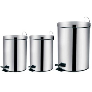 Kit 3 Lixeiras Cesto Lixo Inox Banheiro Cozinha 3 e 5 Litros