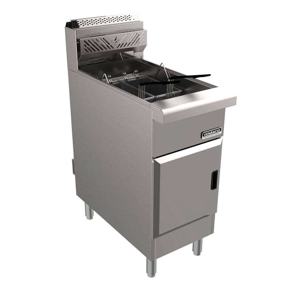 Fritadeira Gas Inox Gabinete Zona Fria Rfb40 16 Litros - Venancio