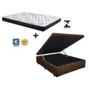 Ver imagem 1 de Cama Box Baú Casal Confort Suede Marrom + Colchão Casal Confort Molas Ensacada 71x138x188