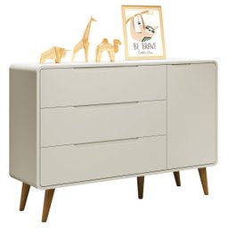 Jogo de Quarto Retrô para Bebê Mila Sapateira Areia Fosco com Madeira - MoveisAqui - 4