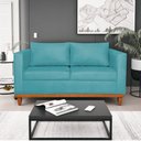 Ver imagem 2 de Kit Sofá 3 Lugares e 2 Poltronas Europa 180 cm Estilo Conforto e Elegância Suede Azul Turquesa