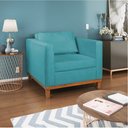 Ver imagem 3 de Kit Sofá 3 Lugares e 2 Poltronas Europa 180 cm Estilo Conforto e Elegância Suede Azul Turquesa